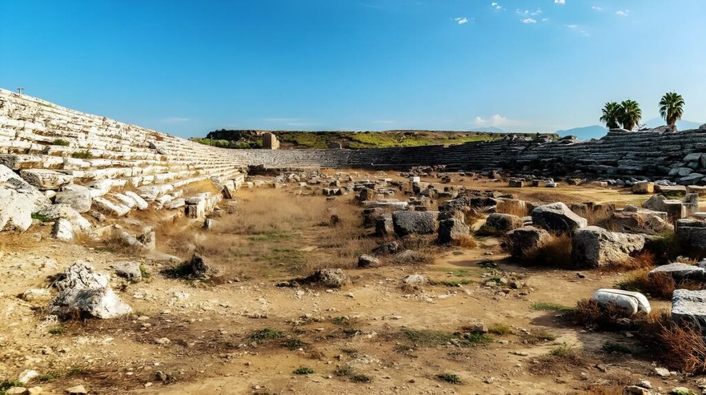 Ruiny starożytnej stadionu w Perge