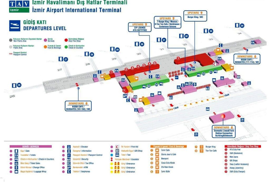Mapa terminalu na lotnisku w Izmirze